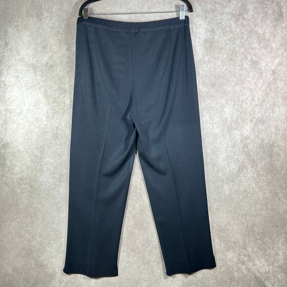 Ming Wang Pants Womens Large Blue Knit Pull On Straight Ankle High Rise Casual - Picture 5 of 11